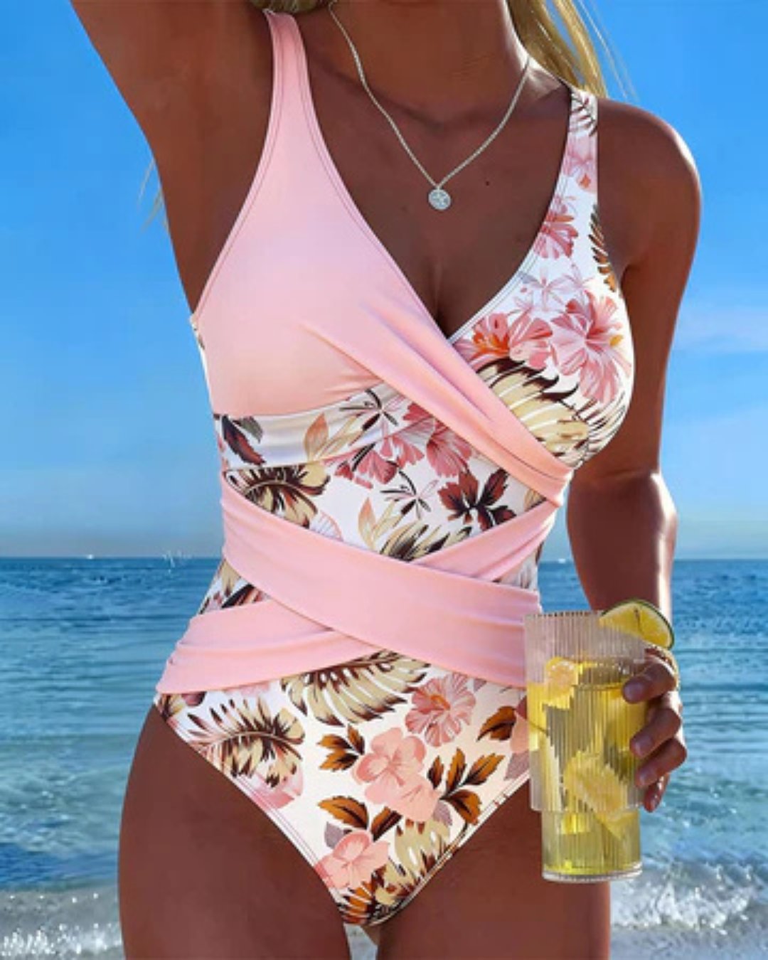 CHIARA | Floral Contrast Swimsuit