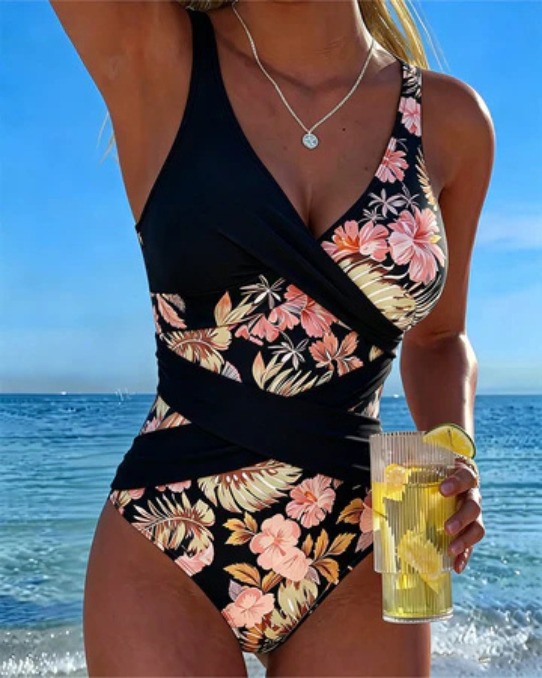 CHIARA | Floral Contrast Swimsuit