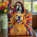 HAPPY GOLDEN RETRIEVER QUILTED TOTE BAG
