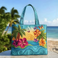 TROPICAL SUNSET PARADISE QUILTED TOTE BAG