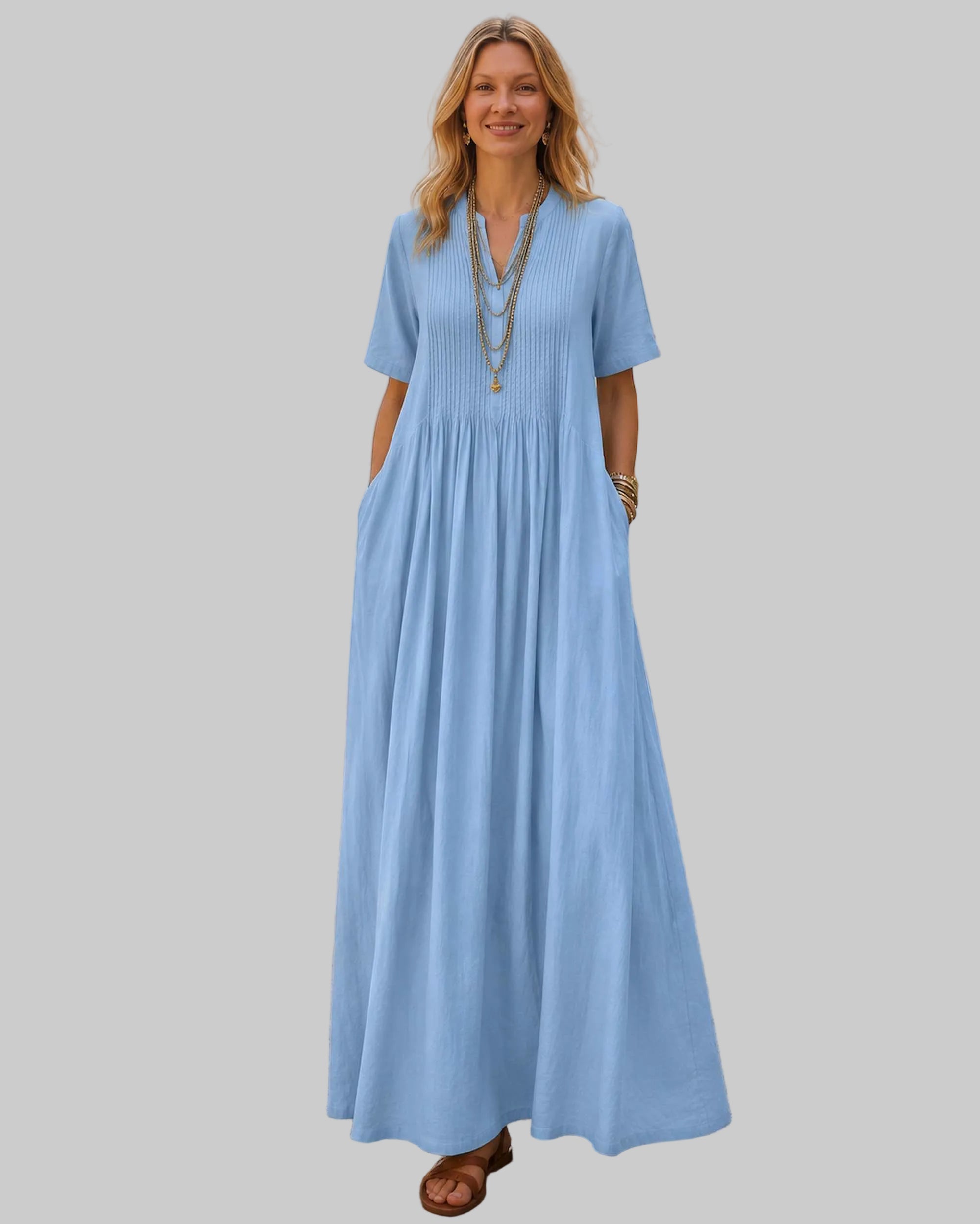 The Sorrento Pleated Midi Dress
