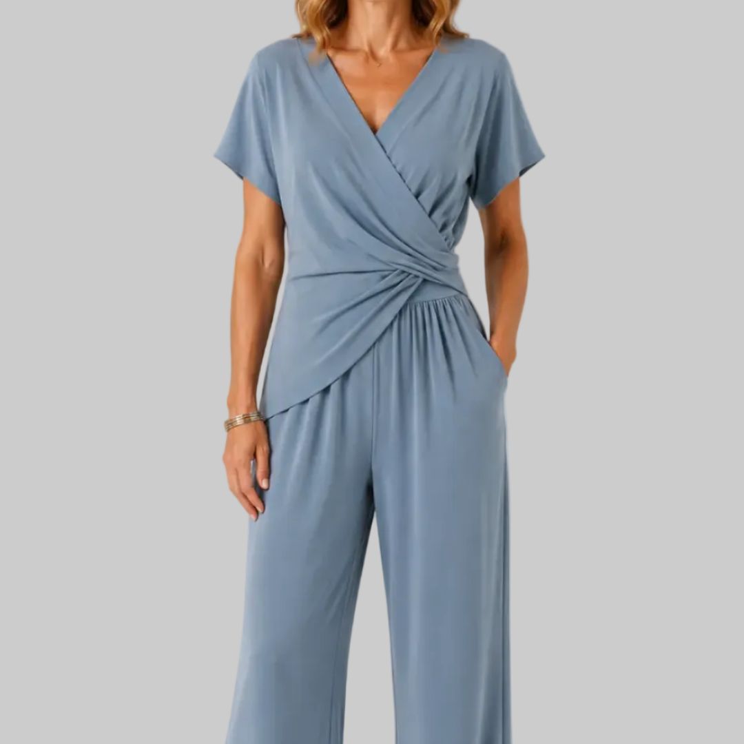 Colleen Elegant Wrap-Front Two-Piece Set