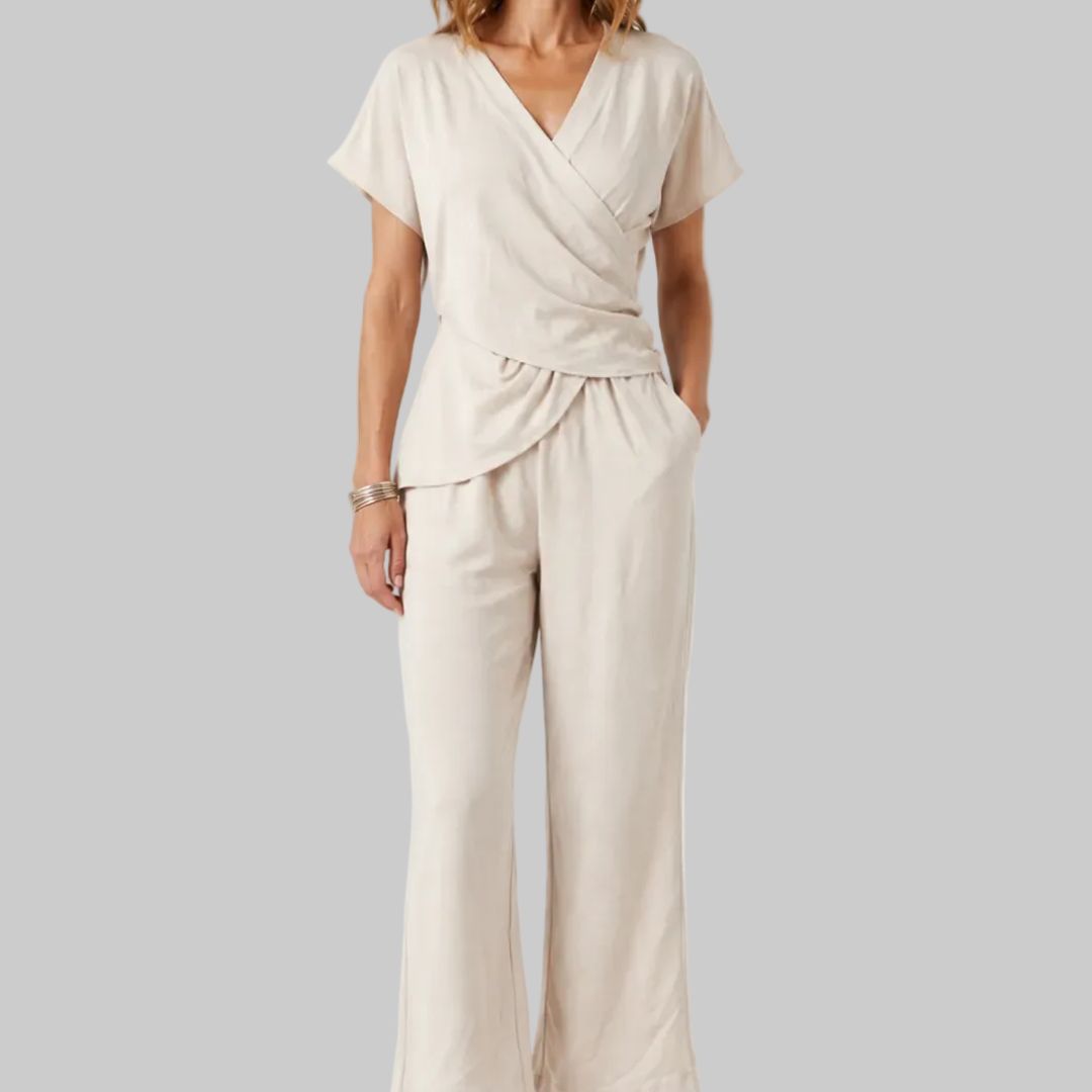 Colleen Elegant Wrap-Front Two-Piece Set