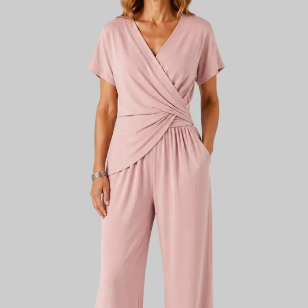 Colleen Elegant Wrap-Front Two-Piece Set