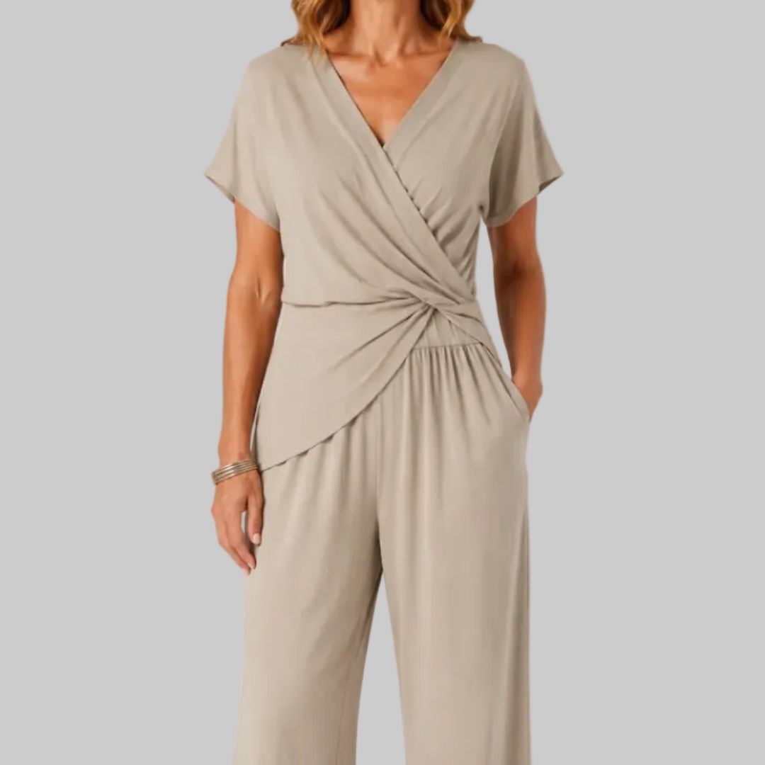 Colleen Elegant Wrap-Front Two-Piece Set
